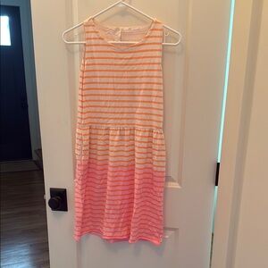 ❤️ 6 for 20 ❤️ Striped Pink and Orange Kids Dress SZ XL